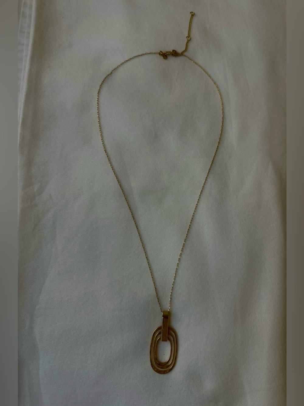 Madewell Gold Oval Pendant Necklace Adjustable Chain Modern Statement